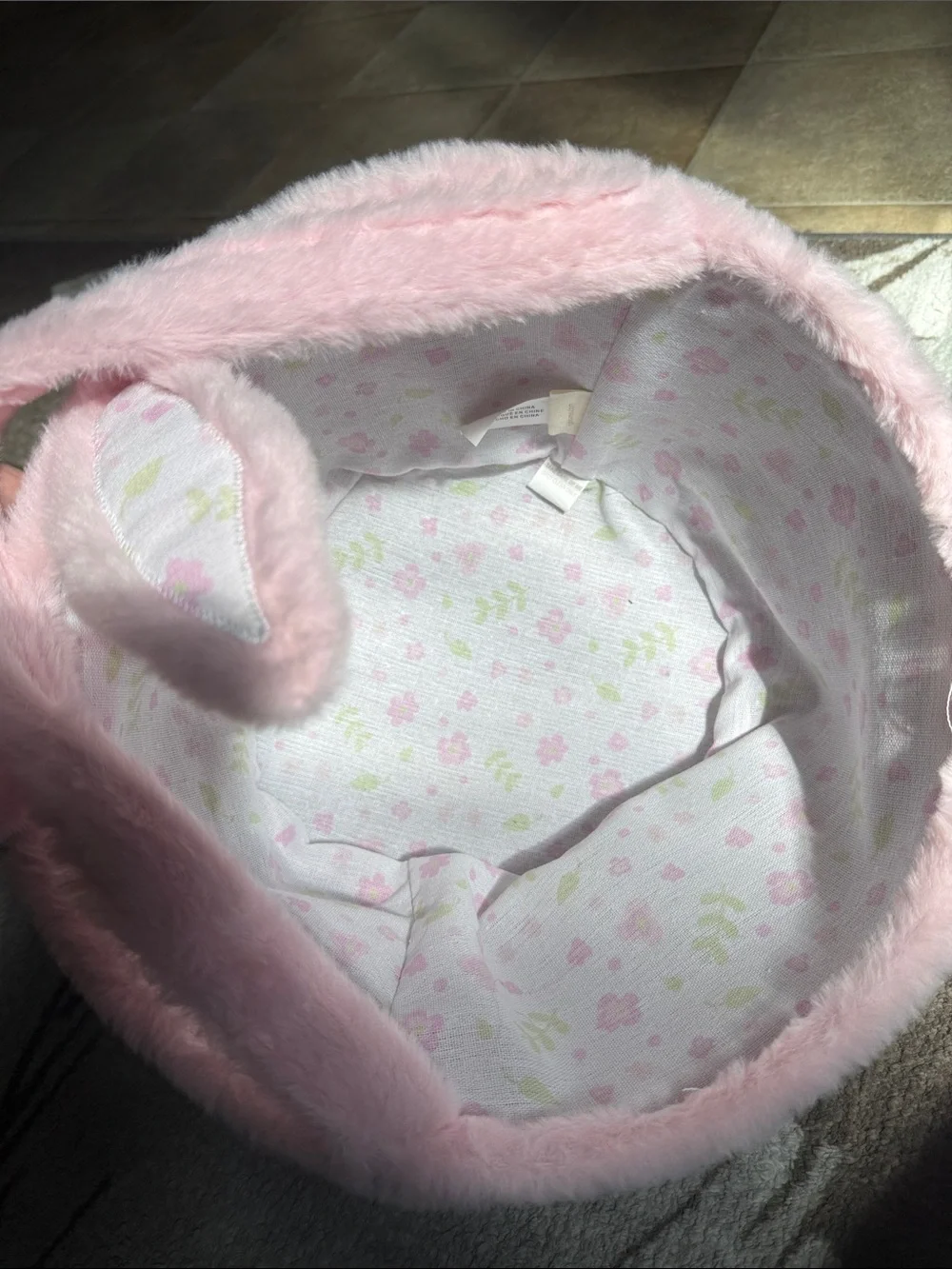 Easter Basket Plush Pink Bunny Kids Accessory Bag